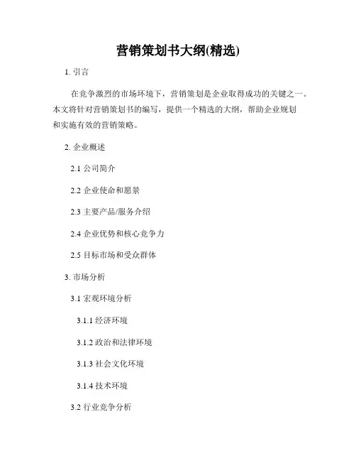 营销策划书大纲(精选)