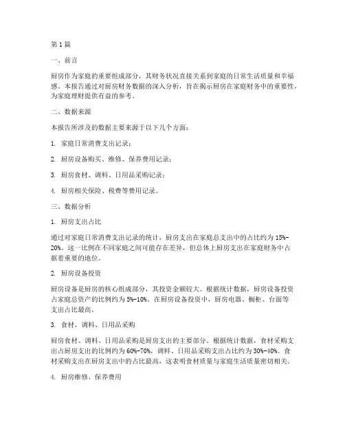 厨房重要财务数据分析报告(3篇)