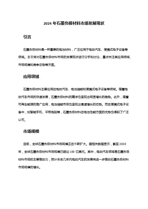 2024年石墨负极材料市场发展现状