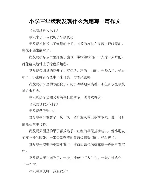 小学三年级我发现什么为题写一篇作文