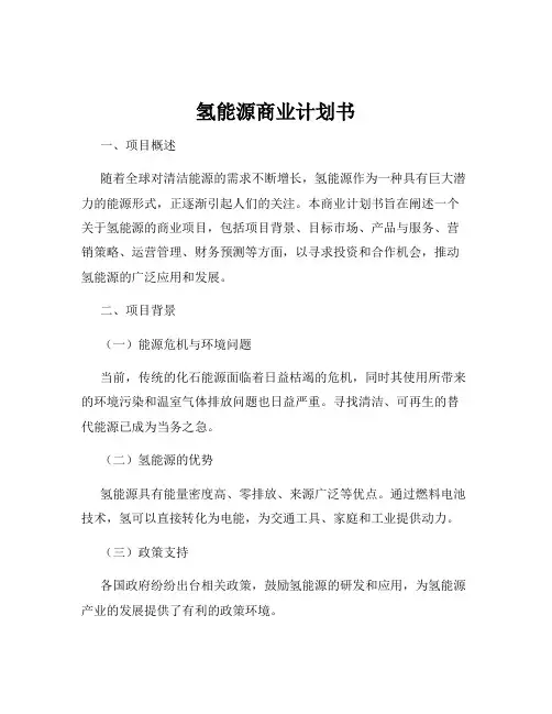氢能源商业计划书