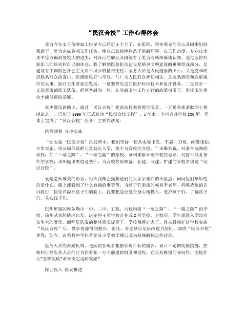 “民汉合校”工作心得体会