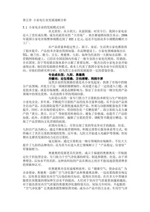 第五章 小家电行业发展战略分析