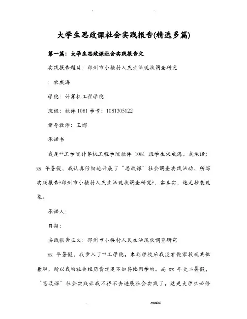 大学生思政课社会实践报告总结(精选多篇)