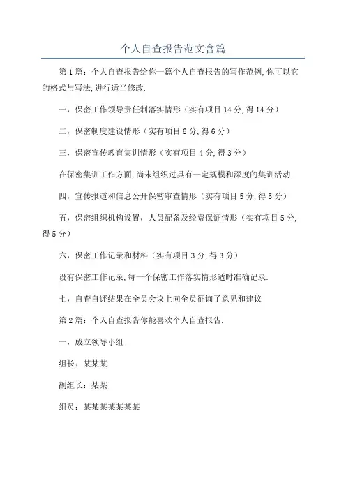 个人自查报告范文含篇