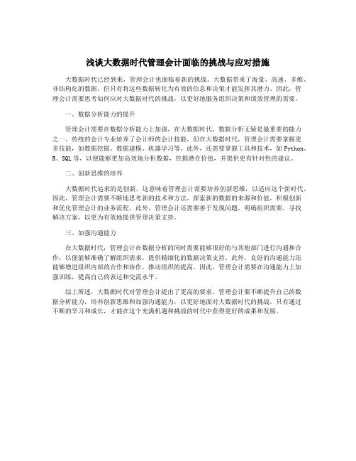 浅谈大数据时代管理会计面临的挑战与应对措施