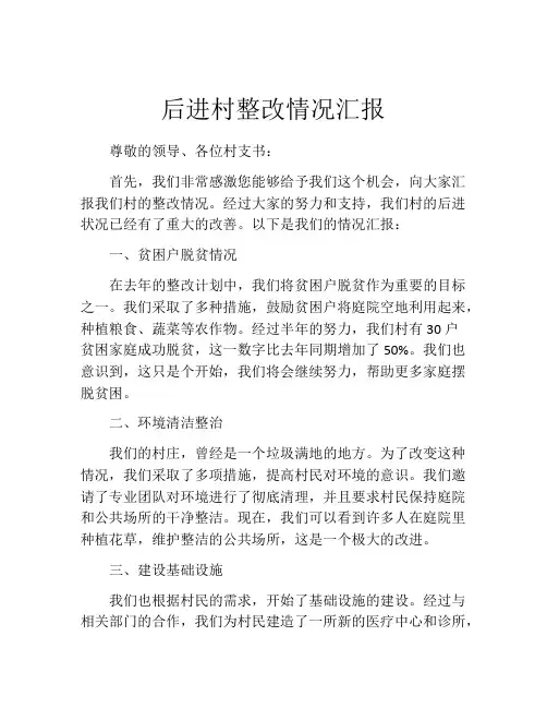 后进村整改情况汇报