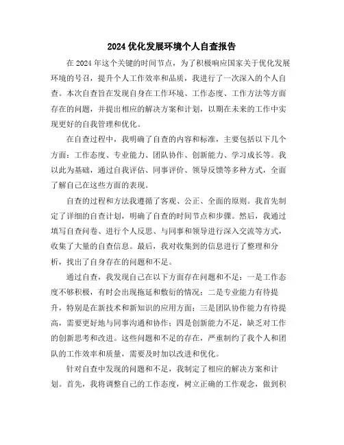 2024优化发展环境个人自查报告