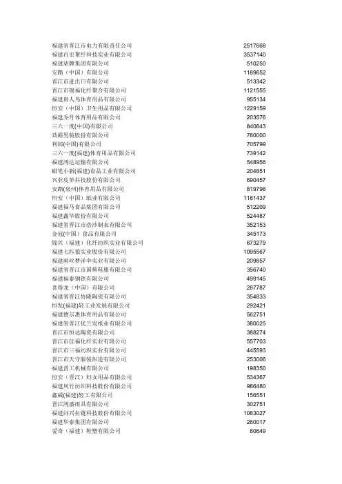 晋江百强企业