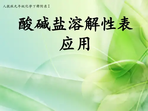 人教版酸碱盐溶解性表(常温)解读与应用(20张PPT)