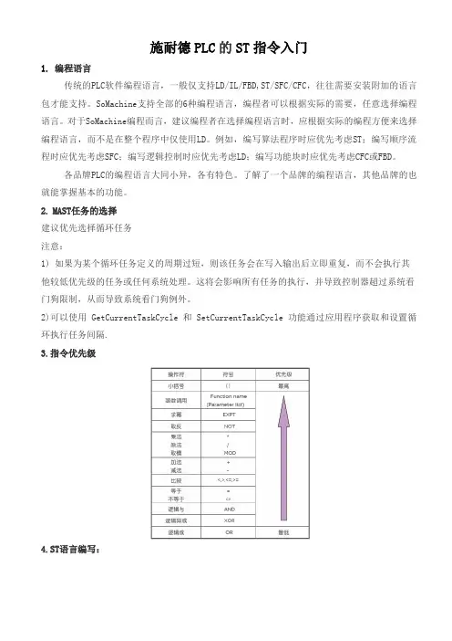 施耐德PLC的ST指令入门