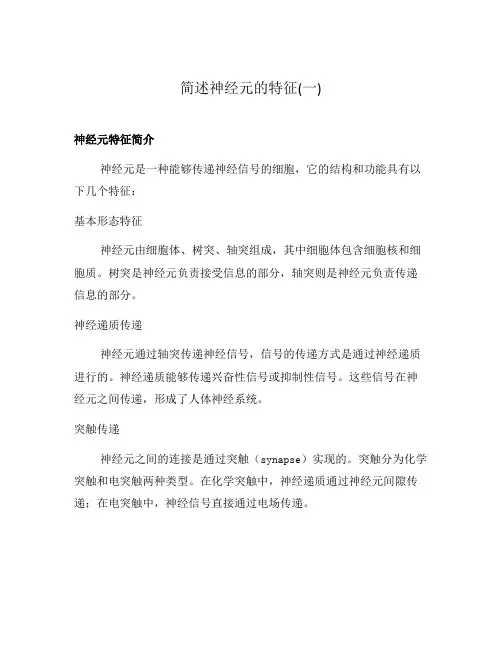 简述神经元的特征(一)
