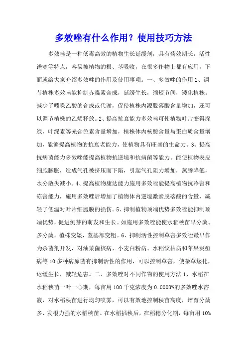 多效唑有什么作用？使用技巧方法