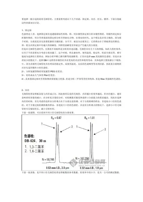 色谱柱规格的选择