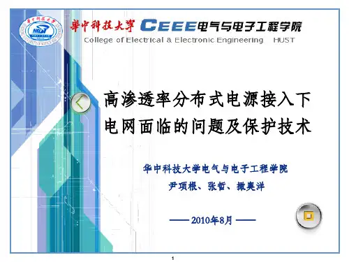 高渗透率分布式电源接入下电网面临的问题及保护技术PPT课件