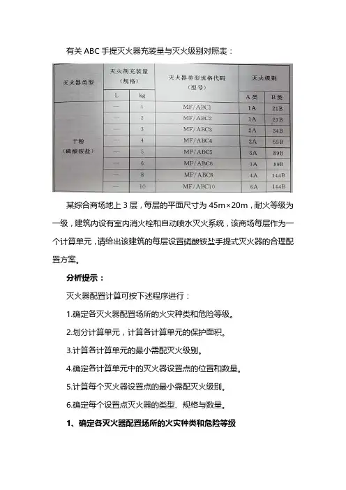 灭火器配置 计算题