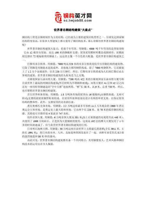 世界著名钢结构建筑“大盘点”