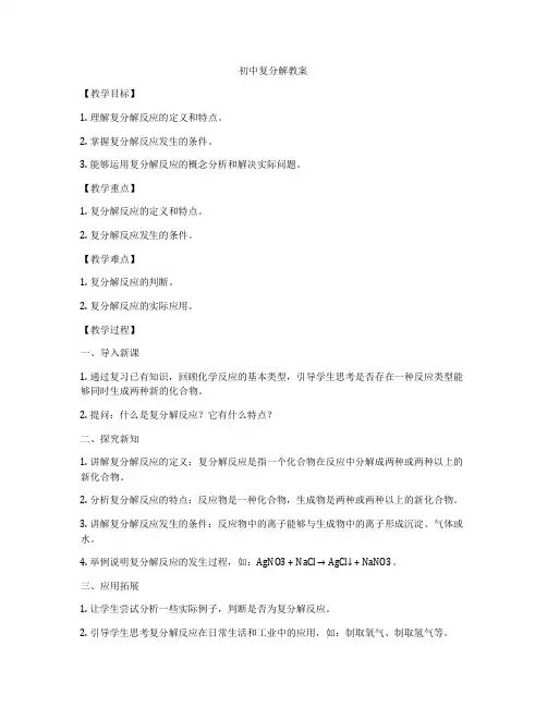 初中复分解教案