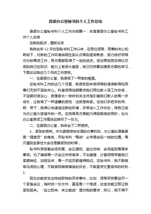 县委办公室秘书科个人工作总结
