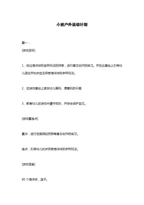 小班户外运动计划