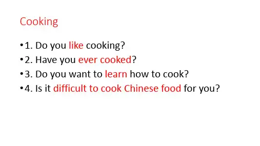 雅思口语 Part 1 cooking