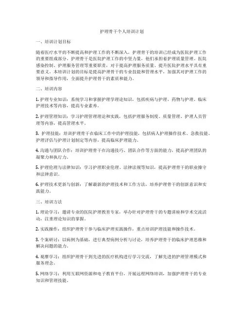 护理骨干个人培训计划