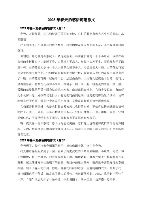 2023年春天的感悟随笔作文
