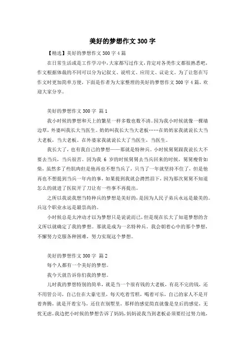 美好的梦想作文300字