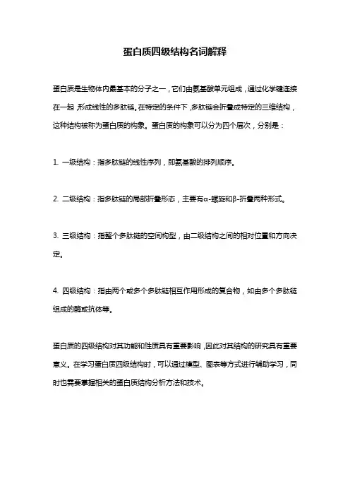 蛋白质四级结构名词解释