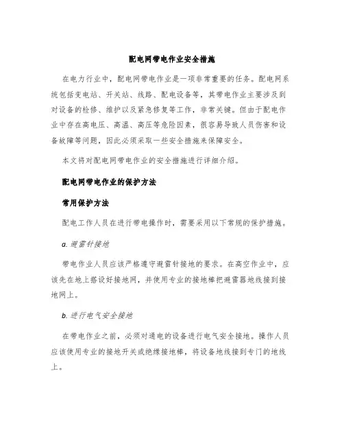 配电网带电作业安全措施