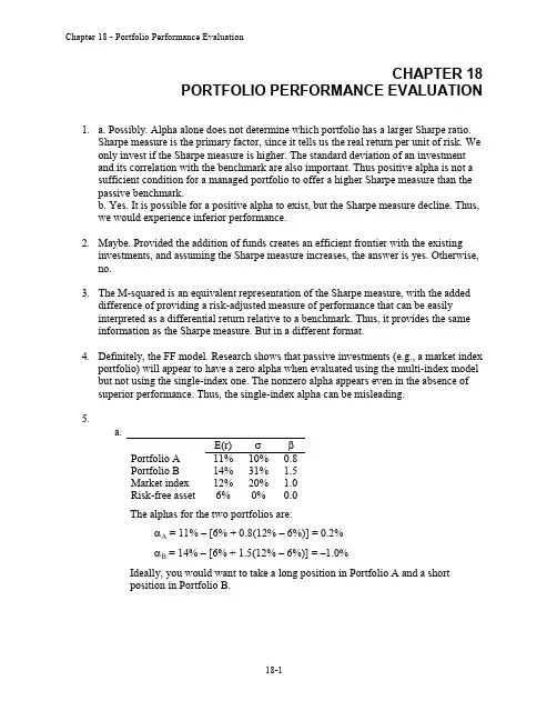 Essentials_Of_Investments_8th_Ed_Bodie_投资学精要(第八版)课后习题答案 Chapter 18