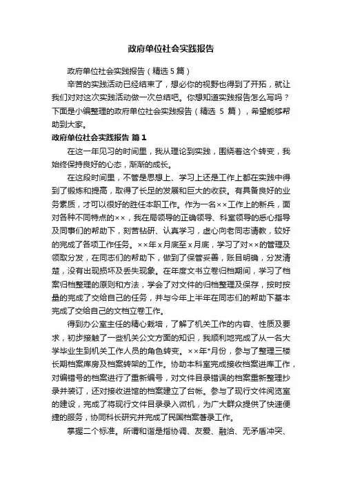 政府单位社会实践报告（精选5篇）