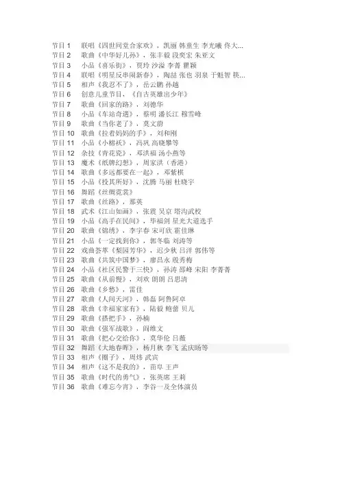 2015年春晚节目单