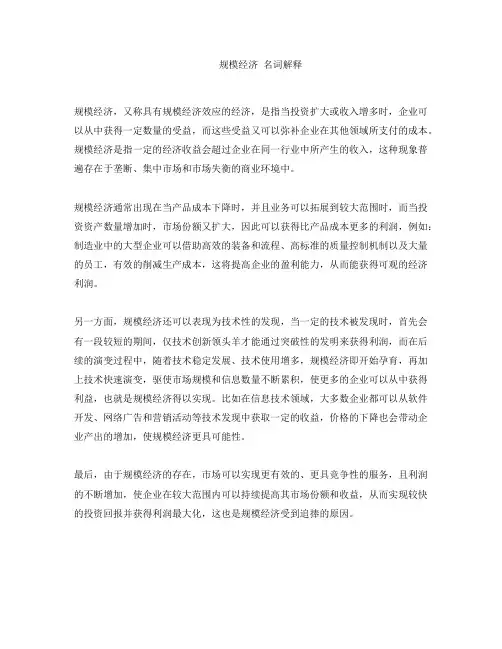 规模经济 名词解释