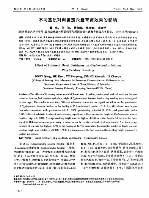 不同基质对树番茄穴盘育苗效果的影响