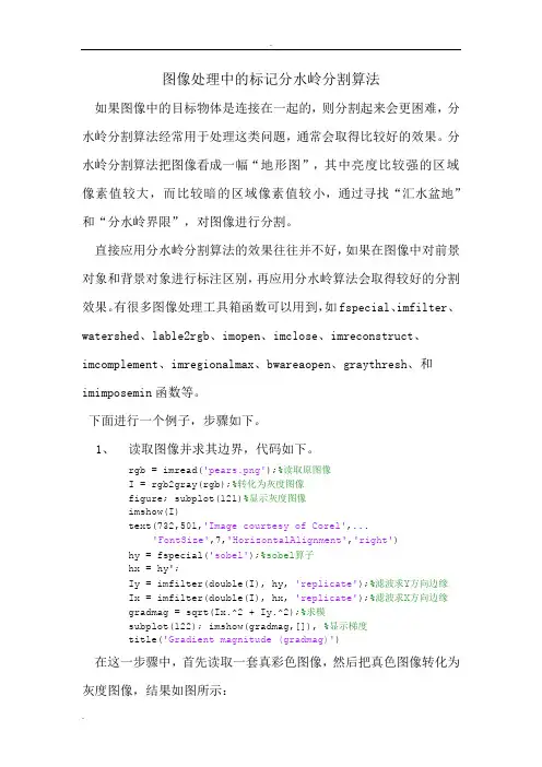 图像处理中的标记分水岭分割算法