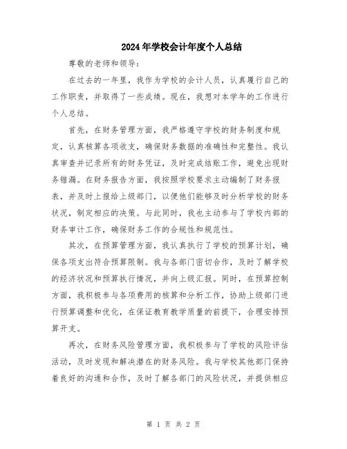 2024年学校会计年度个人总结