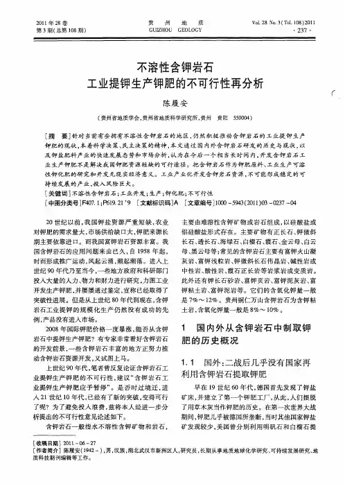 不溶性含钾岩石工业提钾生产钾肥的不可行性再分析