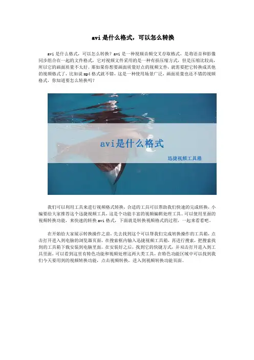 avi是什么格式,可以怎么转换