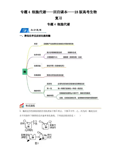 专题4细胞代谢——回归课本——23版高考生物复习(解析版)