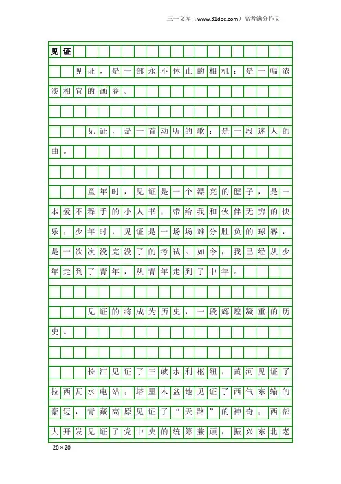 高考满分作文：见证