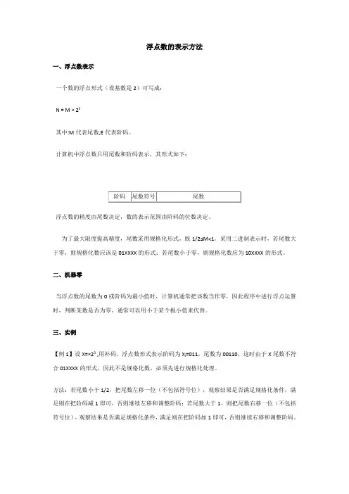 浮点数的表示方法
