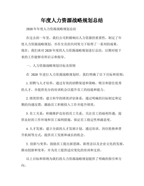 年度人力资源战略规划总结