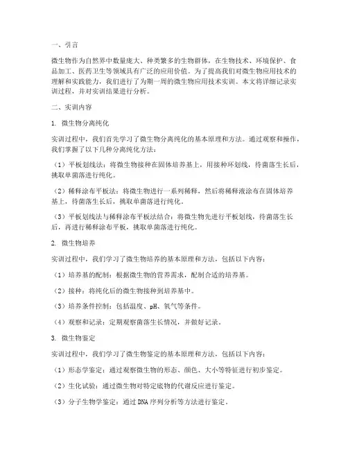 微生物应用技术实训报告