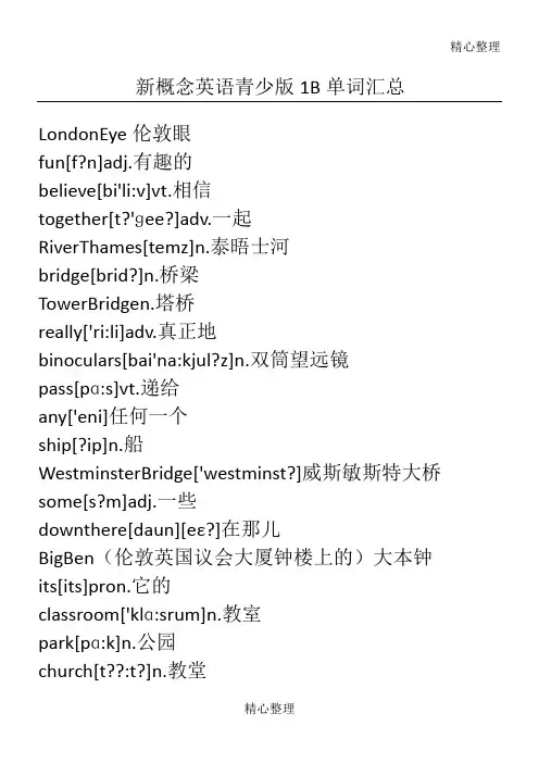 新概念英语青少版1B单词带音标