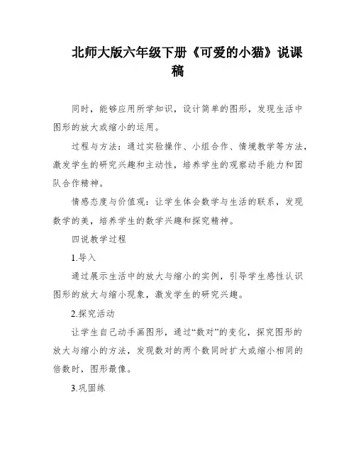 北师大版六年级下册《可爱的小猫》说课稿