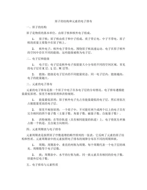 原子的结构和元素的电子排布