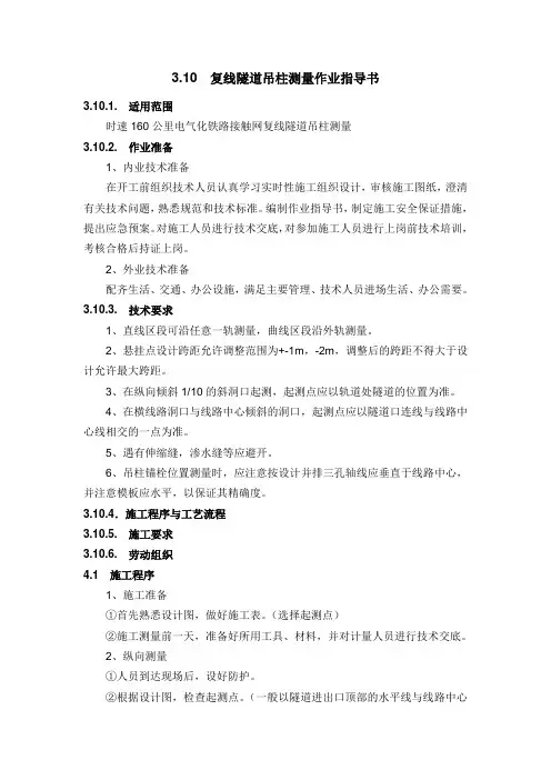 3.10复线隧道吊柱测量作业指导书资料
