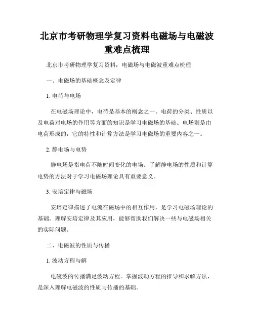 北京市考研物理学复习资料电磁场与电磁波重难点梳理