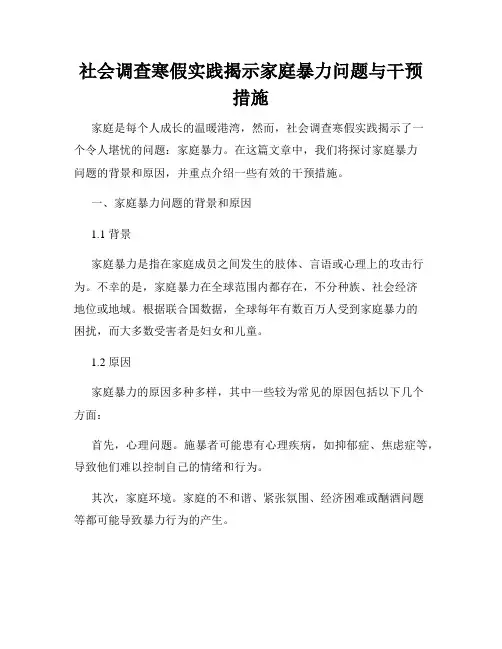 社会调查寒假实践揭示家庭暴力问题与干预措施